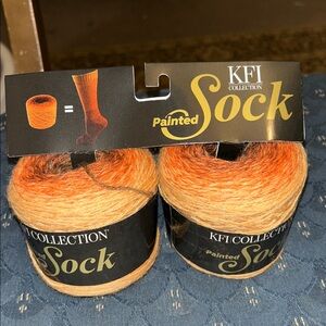 KFI Collection Painted Sock Yarn, Samoa Sunset Colorway, 2 Skeins